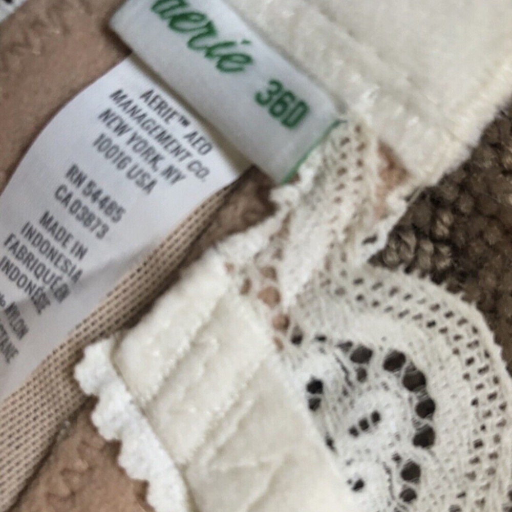 Set 2 Aerie Olive/White Daisy Lace Padded Wireless Bras 36D - Picture 7 of 12